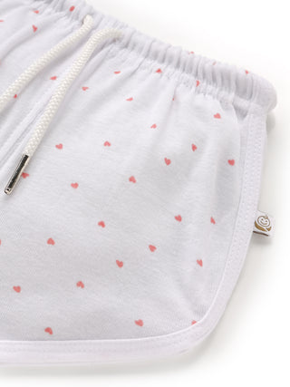 Sleeveless pure white & pink heart pattern jabla set  for baby